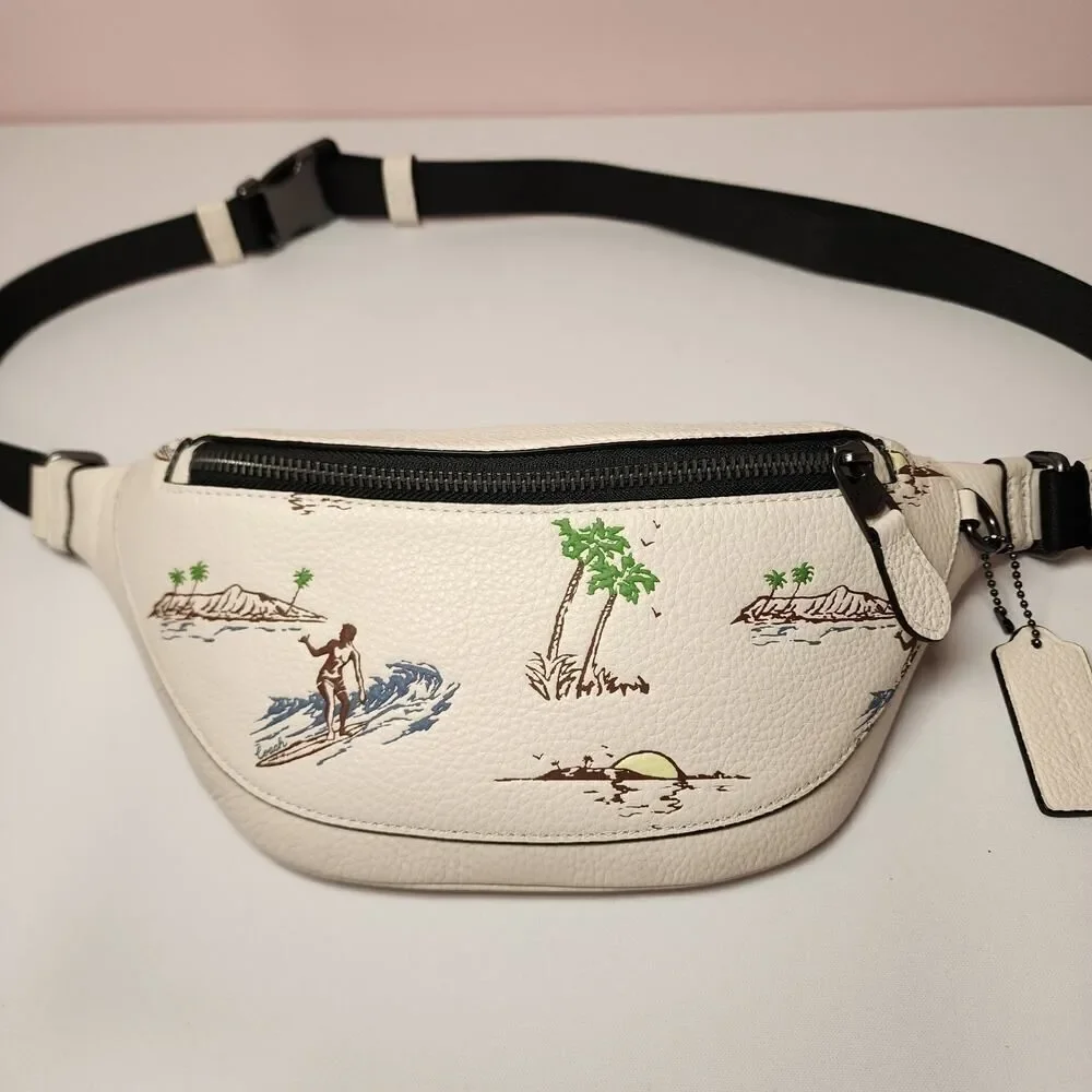 NWT Coach CBI28 Warren Mini Belt Bag With Surf Print Hawaii